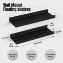 Boswillon Floating Shelves Wall Mounted Set of 2, Modern Black Wall Shelves for Storage with Lip, Display Picture Ledge Shelf for Wall Decor Bedroom Living Room Bathroom Kitchen, 15.7 in