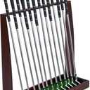 Lenwen Wooden Golf Putter Stand Golf Club Holder Stand Wooden Display Rack Floor Display Rack Club Organizer for Storage Sports Indoor Home Office Simulator Garage (Holds 13 Clubs, Brown)