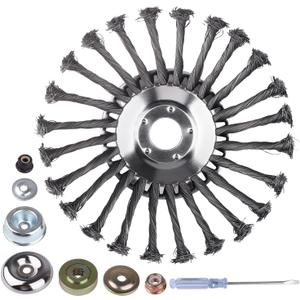Steel Wire Grass Trimmer Head, 8 Inch Unbreakable Wire Trimming Blades with Universal Adapter Kits for Weed Eater, Rotary Brush Cutter Heads for Gardening Lawnmower, Moss & Rust Removal