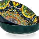 vancasso Large Serving Bowls, 78 Oz Extra Large Salad Bowls Set of 2, Bohemian Decorative Bowls for Salad, Fruit, Pasta and Dinner, Serving Dishes Set for Party, Dishwasher & Microwave SafeGreen