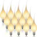 Meonum 12 Pcs Silicone Dipped Candle Light Bulbs, LED Silicone Candle Bulbs, 0.7 Watts Chandelier Light, C7 Lamps, E12 120V White Soft Coating Lighting for Window Candelabra, Chandelier (Gold Glow)