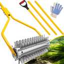 Pond Rake Roller, Lake Weed Remover, Aquatic Weed & Sludge Tiller, Stainless Steel Roller with 6 Blades & 13' Aluminum Handle for Pond, Lake, Beach and Shoreline Cleaning
