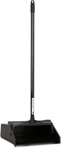 Carlisle FoodService Products DuoPan Upright Dust Pan and Broom Set, Essential Cleaning Tools for Home and Commercial Use, 36" Handle, 1 Count, Black
