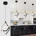 Modern LED Pendant Lights Plated Black Rectangular Pendant Light Fixtures 4000K 20W Dimmable Pendant Lighting for Dining Room Kitchen Island Bedroom Living Room Foyer3-Pack