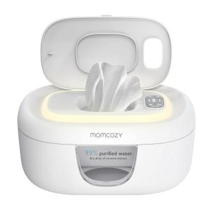 Momcozy Baby Wipe Warmer, Innovative Spring Design, Large Capacity Wipes Dispenser for 60-80pcs, Fast & Even Heating, 4 Modes of Temperature Heating Control, Diaper Wipe Warmer with Night Light, Grey