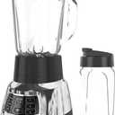 Black+Decker Quiet Blender with 6-Cup Cyclone Glass Jar, 3 Speeds + 3 Functions & Serrated Blade Technology for Faster Blending, Pulse Button and 24-oz Personal Jar, 900W