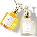 Molimoli Coffee Syrup Dispenser for Coffee Bar, Coffee Pump Dispenser, Glass Syrup Bottle w. Pump, 11.8 oz 350 ml, Set of 2, Gold Upgraded Pump