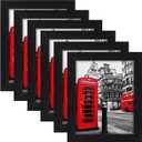 LANDNEOO 8x10 Picture Frame Black, [6 Pack] Woodgrain Wider Frames, Display Pictures 5x7 with Mat or 8x10 Without Mat, Picture Frames Collage Wall Decor or Table Top Display