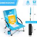 Folding Beach Chair for Adults with UPF 50+ Umbrella, Lightweight Low Beach Chair with Mesh Back, Portable Camping Chair with Carry Bag for Outdoor Beach Lawn Camping, 300lbs Capacity(Blue), 1 Pcs