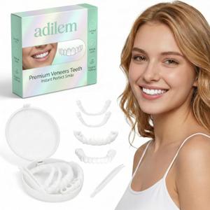 Temporary Dentures & Cosmetic Teeth Covers, Comfort Fit Snap-On Smile Veneers for Men and Women, Ultra-Thin Natural Looking Restoration Kit to Cover Gapped, Chipped or Yellowish Teeth