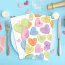 Whaline 100Pcs Valentine's Day Conversation Heart Guest Napkin Double-Sided Love Heart Paper Napkin Disposable Dinner Hand Towel Napkin for Kitchen Bathroom Party Supplies