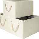 StorageWorks Collapsible Storage Bins, Closet Organizer Bins for Clothes, Fabric Shelf Baskets and Storage, Beige, White & Ivory, 3-Pack, Extra Large