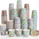 Sawysine 300 Count 3 oz Disposable Small Paper Cups for Bathroom, Mouthwash, Coffee & More Mini Cups for Supermarket, Birthday Party, Travel, Picnic & BBQ(Flower Style)