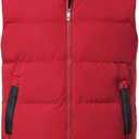 Men's Outerwear Vests Winter Warm Outdoor Padded Puffer Lightweight Vest (Large, Red)