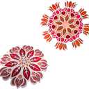 Kalakriti (Pack of 2 Patterns, 12 Inch) Indian Floral Rangoli Stencils for Door Entrance Decoration | DIY Craft Making Tools Kit |Reusable Templates Lotus Mats for Floor Table| Diwali Gift