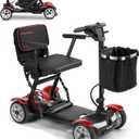 (2026 Upgrade) Lightweight Mobility Scooter for Seniors & Adults, Folding Mobility Scooters, Light Weight 24.8 Miles Trave Foldable 4 Wheeler, Removable Lithium Battery, 300lb Capacity-Gloss Red