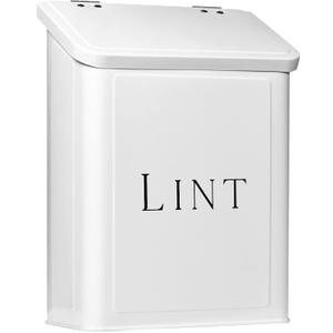 MOUNT DELECTABLE Magnetic Lint Bin for Laundry Room, 2.5L Space-Saving Laundry Trash Can, Wall Mounted or Freestanding Dryer Lint Holder, White Farmhouse Design