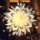 SUNBEAUTY 24 Inch Paper Snowflakes Christmas Snowflake Paper Star Lanterns with Lights Snowflake Lights Frozen Party Hanging Decoration for Christmas Weddings Christmas Trees Birthday