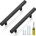 Ravinte Black Cabinet Handles 15 Pack 4 inch Matte Black Square Cabinet Pulls Kitchen Hardware 6-3/8 Inch Overall Length Kitchen Drawer Pulls