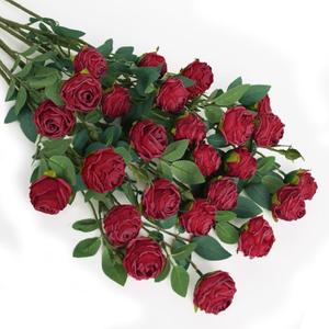 CHIAVE 8pcs 24 Flower Buds Artificial Vintage Roses Fake Silk Rose Flowers with Long Stem for DIY Bouquets Wedding Centerpiece Party Home Kitchen Shorp Decoration-Red