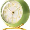 AYRELY Battery Operated Desk Alarm Clock with Light,Silent No Ticking,Small Table Clock for Bedside/Bedroom/Living Room/Office/Travel/Kids/Room Decor Aesthetic Vintage (Green)