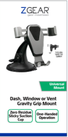 ZGEAR Dash Window Or Vent Gravity Crip Mount Universal Mount