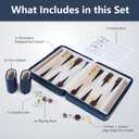 Magnetic Travel Backgammon Set, Portable PU Leather Backgammon Board Game, 9 Inch Classic Strategy Game for Adult Teens, Folding Backgammon Board with 32 Wooden Pieces and 5 Dices, Navy Blue