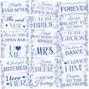 24 Designs Blue Flower Wedding Photo Booth Props Double Sided 11.02 * 5.51' Photo Props Wedding Marriage Parties Decorations Set DIY Water Proof Selfie Signs PVC Printing for Bridal Party