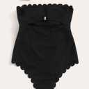 Swim Summer Beach Scallop Trim Bandeau One Piece Swimsuit, XL
