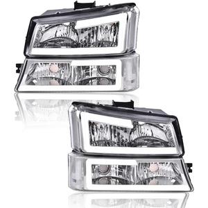 G-PLUS LED Headlights FitChevy Avalanche/Silverado 1500 2500 HD 3500 2003-2006/Fit Silverado 1500 2500 3500 Classic 2007,Headlamps Clear Lens Chrome Housing Clear Reflector,Faros Delanteros