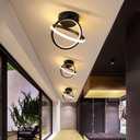 CANEOE Black Led Hallway Light, 3000K Modern LED Ceiling Light Fixtures, Creative Design Round Hallway Light Fixtures for Living Room Bedroom Corridor Aisle Indoor Ceiling Lamp (Warm White)