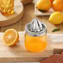 Lemon Lime Orange Manual Juicers Stainless Steel Hand Squeezer with Glass Mason Jars, set of 2 (16 OZ)