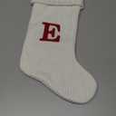 Christmas Stockings with Initials, 20 Inches Knitted Personalized Monogram Embroidery Christmas Stockings with Letter, Large Cable White Custom Stockings for Xmas Decor,Holiday Family Party(White E)
