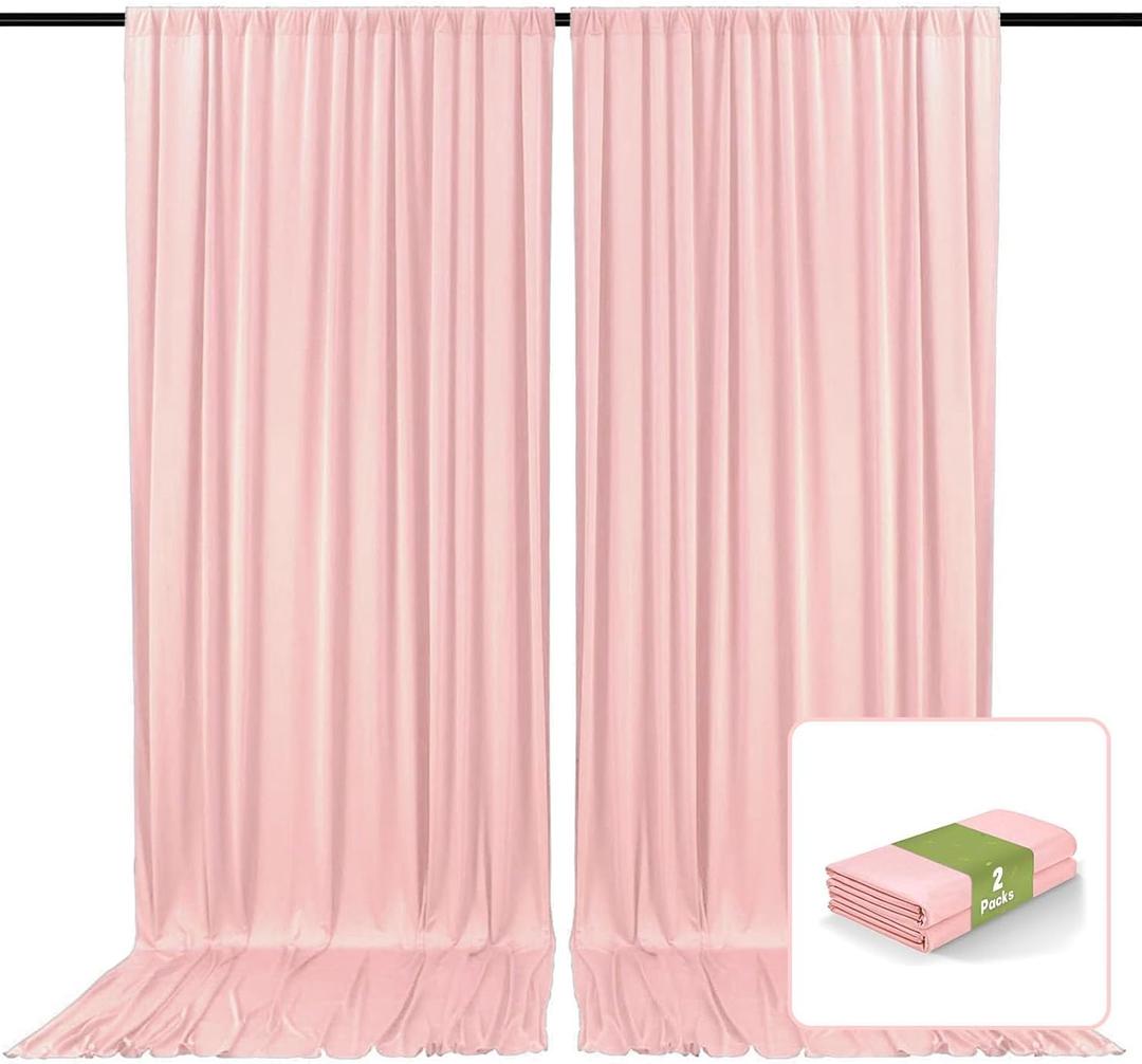2 Panels Light Pink Backdrop Curtain, 10 x 10 Feet Background Curtains for Parties, Weddings, Baby Showers, Bachelorette, Halloween, Christmas, Birthday Party Photoshoot Backdrop Curtains Decorations