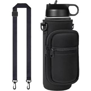 Water Bottle Holder with Strap, Insulated Crossbody Sling Bag, Carrier with Phone Pocket for Walking Hiking Camping Fishing