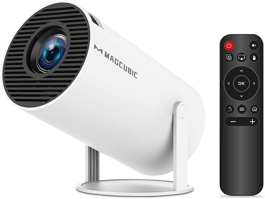 Magcubic Mini Portable Projector - 4K & 1080P Support, WiFi6 & Bluetooth 5.4, Auto Horizontal Correction, 180 Rotatable, Outdoor Movie Compatible with Phone (White)
