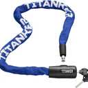 Titanker Bike Chain Lock with Key, 3.3 Feet Heavy Duty Anti-Theft Bike Lock Chain Security Bicycle Chain Locks for Bike, Motorcycle, Bicycle, Door, Gate, Fence, Grill (6mm Thick Chain, Blue)