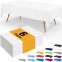 Smiry Disposable Table Cloth - 6 Pack, 54 x 108 Inch Waterproof Rectangle Tablecloths for Parties, Decorative Plastic Table Cover, Leakproof & Sturdy, White