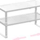 Asiingkel Metal Stackable Expandable Storage Shelf - Multi-Functional Home Storage Shelf, Suitable for Kitchen, CabinetBathroom, Office, Garage, etc.2PACKS/White/Large