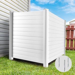 Air Conditioner Fence Privacy Screen 50 "H x 50 "W Trash Can EnclosurePool Equipment Enclosure White Outdoor Privacy Vinyl Fence Panels for Outside2 Panels with Metal Stake