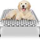 Kuntrust Elevated Outdoor Dog Bed Updated Raised Pet Cot Cooling Puppy Bed Lifted Dog Bed for Small Pets|Indoor Detachable Raised Dog Bed with Non-Slip Feet,Double-layer Cloth(S)