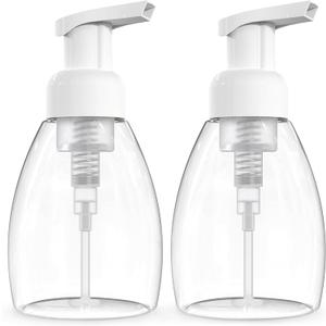 BRIGHTFROM Foaming Soap Dispenser Pump Bottles, BPA Free Empty Refillable Plastic Container for Liquid Soap - Kitchen, Bathroom, Commercial - 8oz (250ml) Pack of 2 Clear