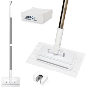 Snap Grip Mini Mop with 50Inch Handle, Zero-Touch Cloth Change