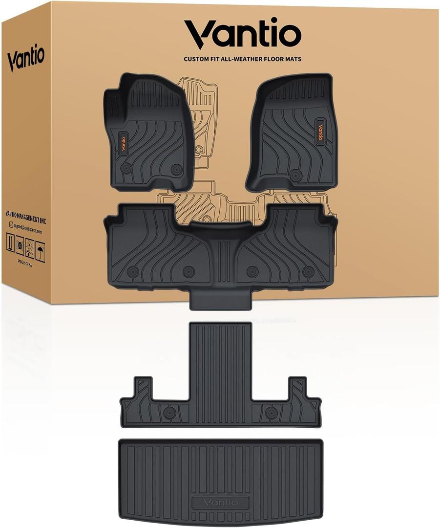 Floor Mats for 2021-2026 Chevrolet Tahoe, GMC Yukon (Not for Yukon XL), Cadillac Escalade (Not for ESV), Only Custom Fit 7 Seat, All Weather Waterproof TPE, Anti-Slip with Cargo Liners