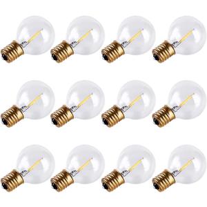 G40 Globe Light Replacement Bulbs 1W E17 Intermediate Base LED Filament Bulb Shatterproof & Waterproof Clear Glass- Warm White 2700K - Ideal for Outdoor String Lights in Yard, Garden, Patio,12 Pack