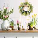 Riceshoot 6 Pcs 11 Inch Easter Egg Wreath Decorations with Ribbon Bow for Front Door Kitchen Cabinet Small Window Spring Artificial Flower Wreath with Pastel Eggs and Mixed Twigs for Home Farmhouse