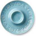 Certified International Coastline Blue Stoneware CHIP N DIP SERVER 13.5 Inches, embossed coastal shell and starfish server with glossy sea-blue glaze, Large
