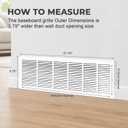 30x8 Baseboard Return Air Grille for 30"Wx8"H Duct Opening, 7/8" Depth | Steel Baseboard Return Air Vent Cover Grill,7/8" Thick Margin Turnback for Baseboard,Outer Dim 31.75"W X 9.75 "H X 7/8"