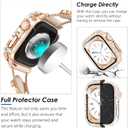 KADES Compatible for Apple Watch Series 10 46mm/42mm Series 9 8 7 45mm/41mm Series 6 5 4 SE 44mm/40mm Series 3 2 1 42mm/38mm, Sparkling Bling Diamond Band with Full Diamonds Case (Rose Gold with Black Pearl Shell)