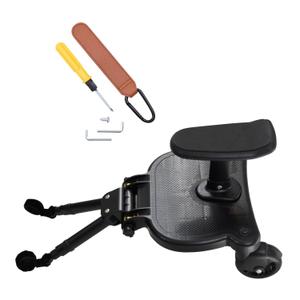 Universal Stroller Board 2-in-1 Sit Stand Glider Board Fits Most Strollers, Detachable Seat Buggy Board Stroller Attachment Standing Board Holds Children up to 55 lbs with Stroller Clip